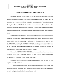 final list showing the outcome of all properties listed for the 2017