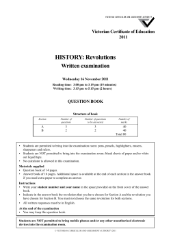 2010 History: Revolutions Written examination