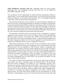 Simon Hornblower, Herodotus - The Ancient History Bulletin