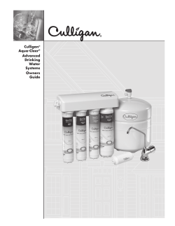 Culligan Aqua-Cleer Advanced Drinking Water Systems Owner`s