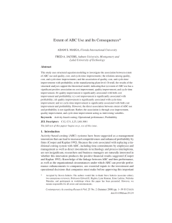 Extent of ABC Use and Its Consequences