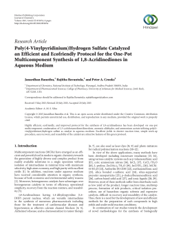 Poly (4-Vinylpyridinium) Hydrogen Sulfate Catalyzed an Efficient