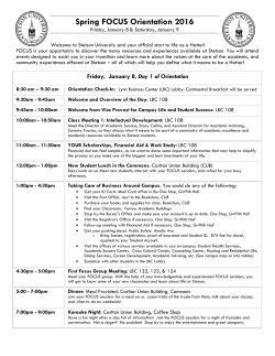 Spring FOCUS Orientation 2016