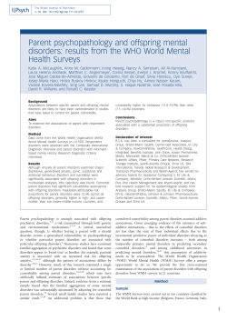 Parent psychopathology and offspring mental disorders