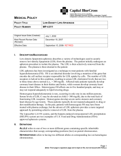 Low-Density Lipid Apheresis