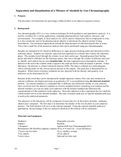Separation and Quantitation of a Mixture of Alcohols by