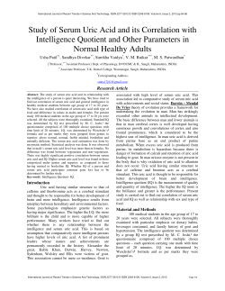 Study of Serum Uric Acid and its Correlation with Intelligence
