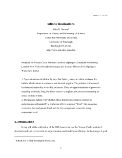 Infinite Idealizations 1. Introduction