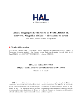 Bantu languages in education in South Africa - Hal-SHS