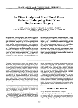 In Vitro Analysis of Shed Blood From Patients