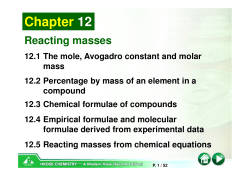 12.1 The mole, Avogadro constant and molar mass