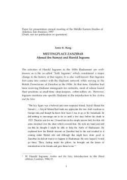 MEETINGPLACE ZANZIBAR A˛mad ibn Sumay† and Harold Ingrams