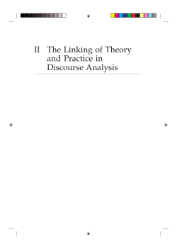 II The Linking of Theory and Practice in Discourse Analysis