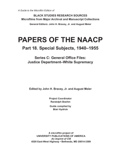Papers of the NAACP, Part 18: Special Subjects, 1940