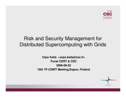 Risk and Security Management for Distributed Supercomputing with