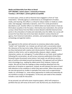 Media and Materiality from Marx to Barad CSPT 500