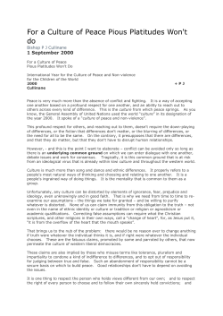 For a Culture of Peace, Pious Platitudes Won`t Do (1 Sept 2000)