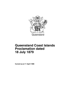 Queensland Coast Islands Proclamation dated 18 July 1879