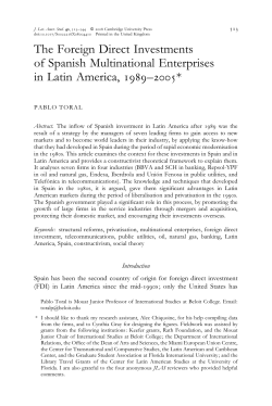 The Foreign Direct Investments of Spanish Multinational Enterprises