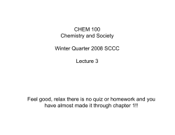 CHEM 100 Chemistry and Society Winter Quarter