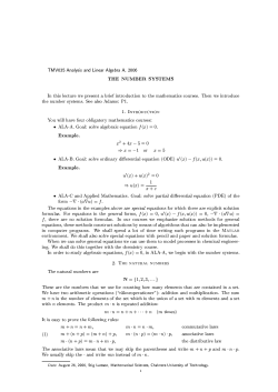 TMV035 Analysis and Linear Algebra A, 2006 THE NUMBER