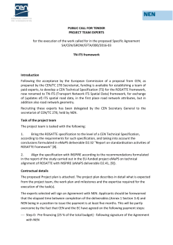 Call for Project Team Experts - TN ITS - Transport Network