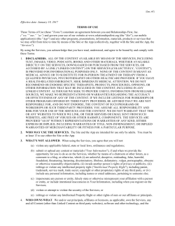 Terms of Use - Relationships First