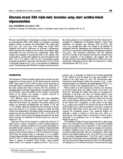 Alternate-strand DNA triple-helix formation using short acridine