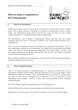 How to make a complaint to the Ombudsman