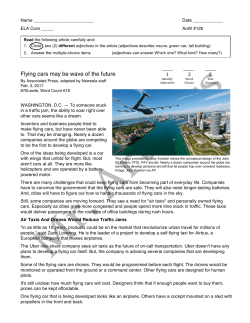 Flying cars may be wave of the future