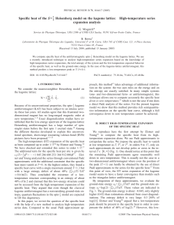 Specific heat of the S= Heisenberg model on the - IPhT