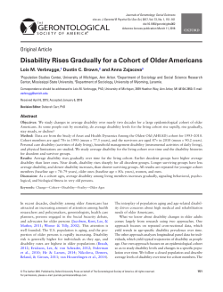 Disability Rises Gradually for a Cohort of Older