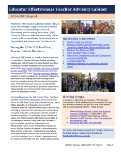 Teacher Advisory Cabinet - Massachusetts Department of