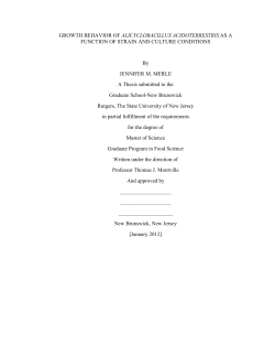 GROWTH BEHAVIOR OF ALICYCLOBACILLUS