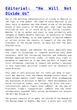 Editorial: “He Will Not Divide Us”