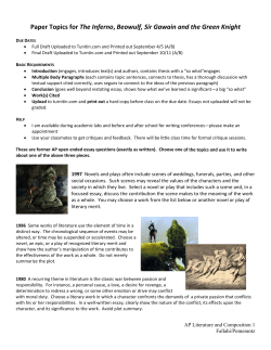 Paper Topics for The Inferno, Beowulf, Sir Gawain and the Green