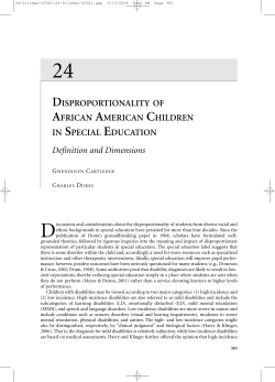 Disproportionality of African American Children in Special