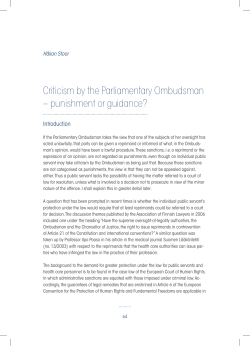 Criticism by the Parliamentary Ombudsman &ndash; punishment or