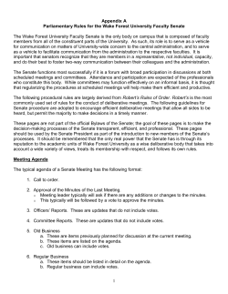 1 Appendix A Parliamentary Rules for the Wake