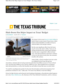 Shale Boom Has Ma or Impact on Texas` Budget