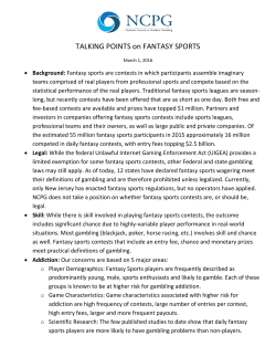 TALKING POINTS on FANTASY SPORTS