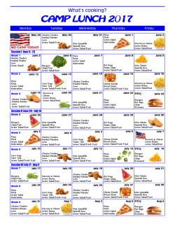Camp Lunch Menu - Tucson Racquet and Fitness Club
