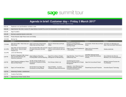 Agenda in brief: Customer day&mdash; Friday 3 March 2017