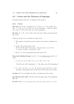 2.3 Cosets and the Theorem of Lagrange