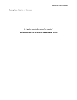 Ostracism vs. Harassment 1 Running Head: Ostracism vs