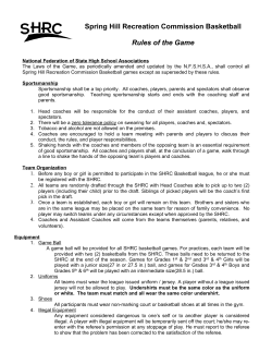 Spring Hill Recreation Commission Basketball Rules of the Game