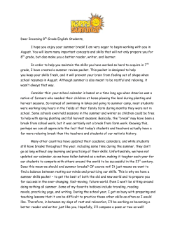 Dear Incoming 8th Grade English Students, I hope you