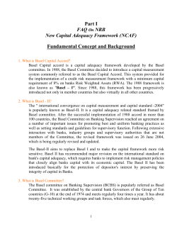 Part I FAQ On NRB New Capital Adequacy Framework (NCAF