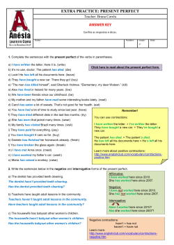 extra practice: present perfect answer key