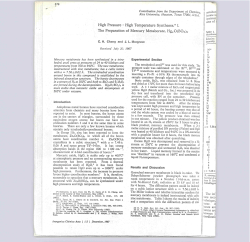 High Pressure - High Temperature Syntheses.* 1. The Preparation